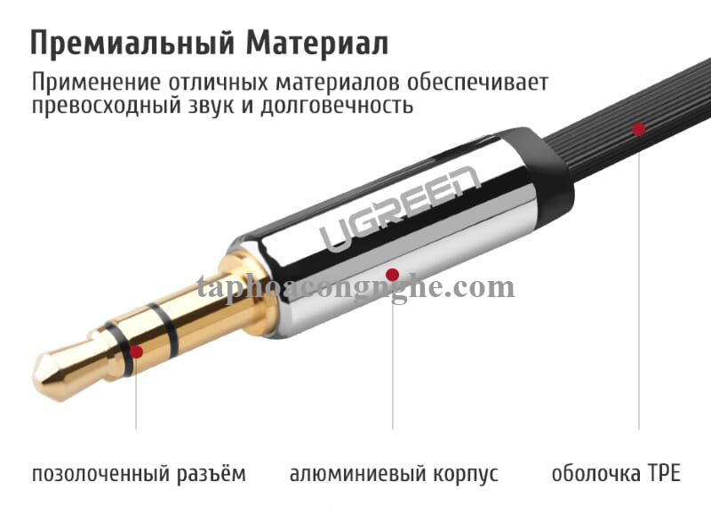 Ugreen 10731 5M màu Đen Cáp âm thanh 2 đầu 3.5mm dương dây dẹt 10731 30010731